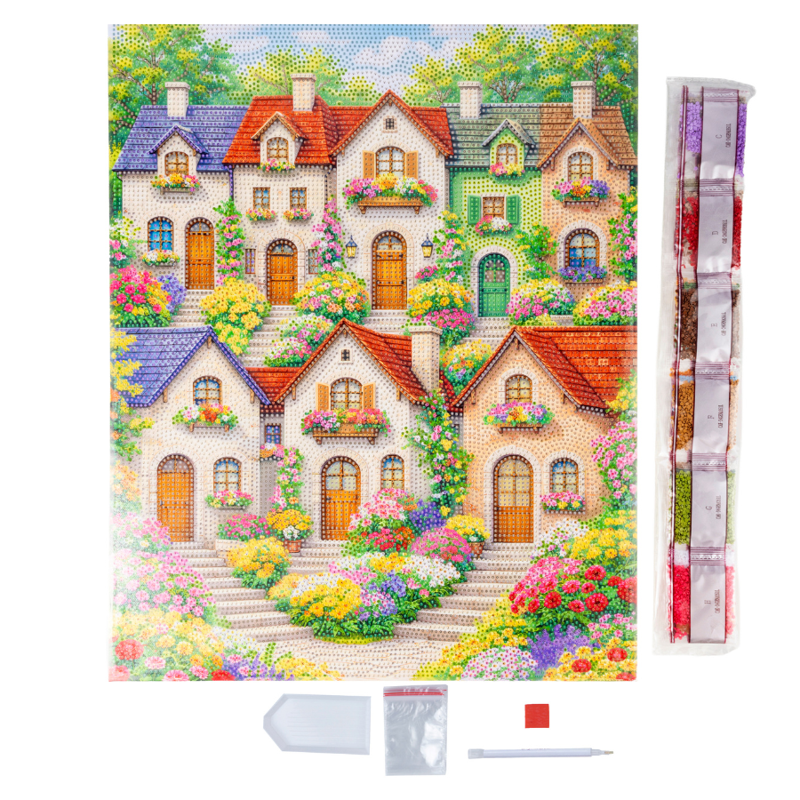 Summer Village Crystal Art Canvas Kit 40x50cm