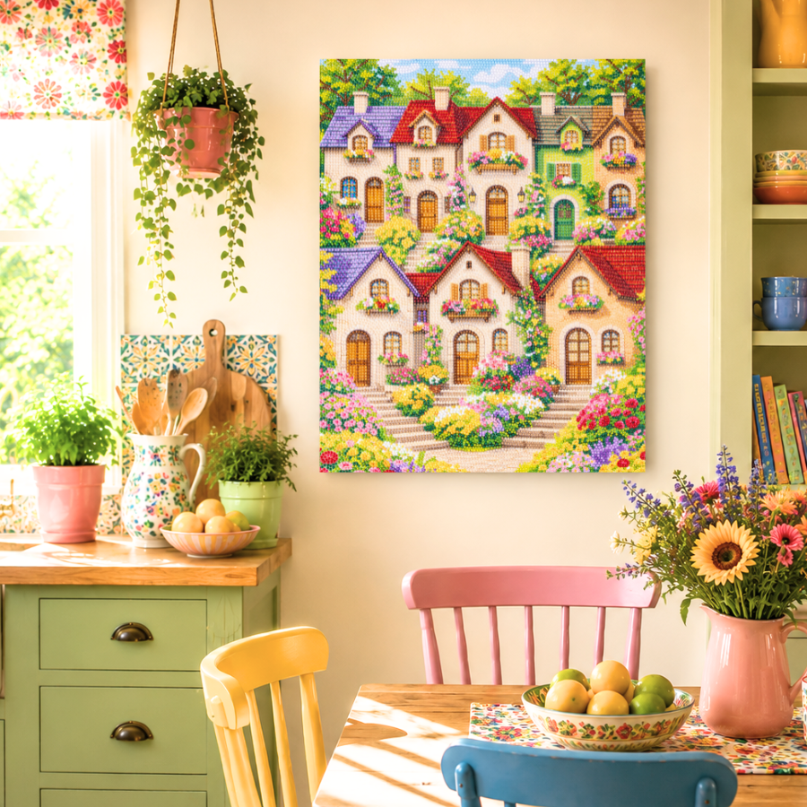 Summer Village Crystal Art Canvas Kit 40x50cm