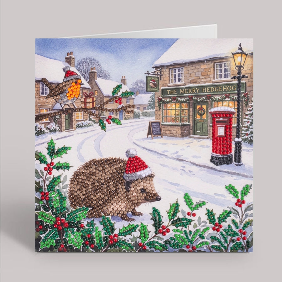 The Merry Hedgehog Crystal Art Card Kit 18x18cm