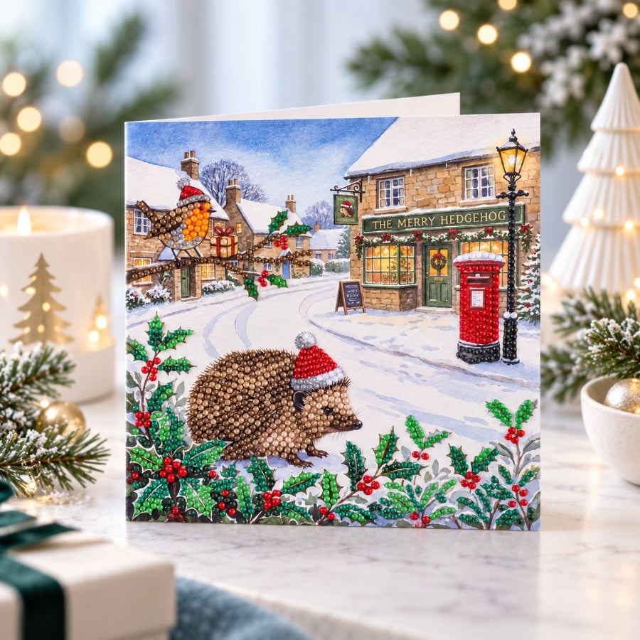 The Merry Hedgehog Crystal Art Card Kit 18x18cm