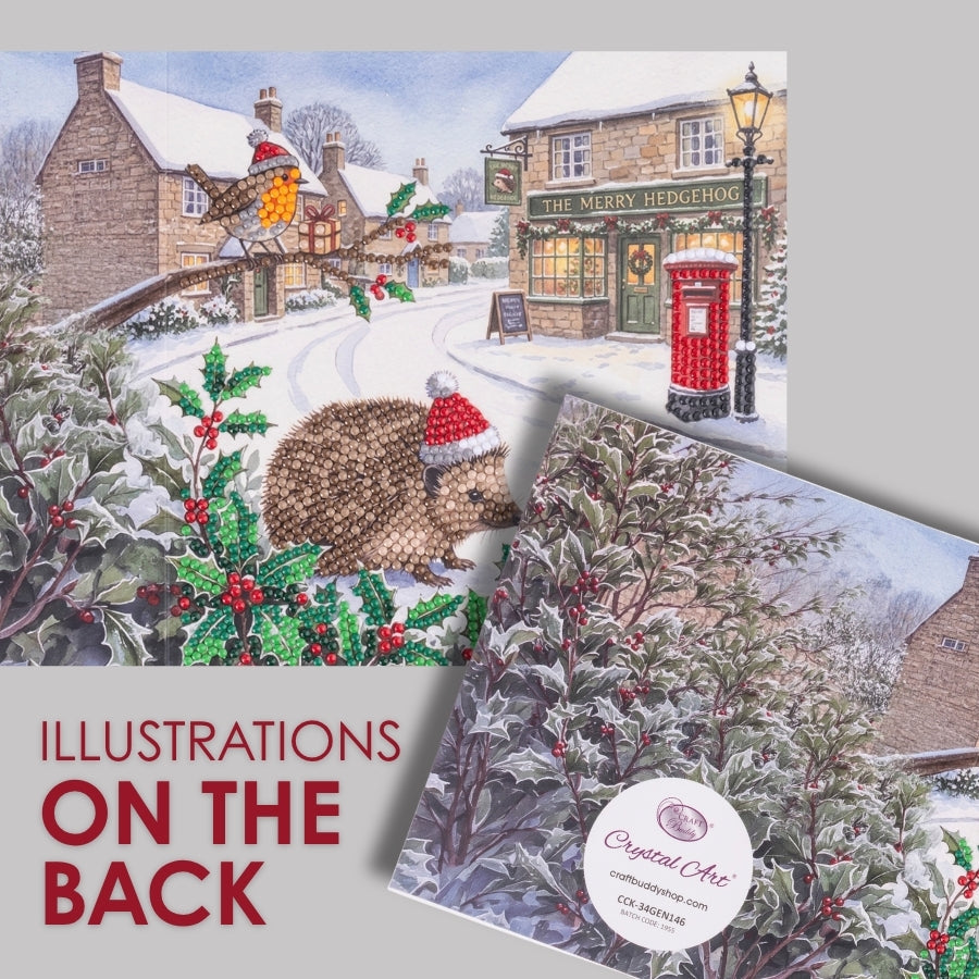The Merry Hedgehog Crystal Art Card Kit 18x18cm