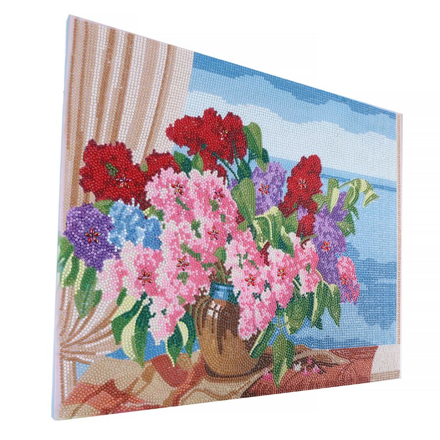 The Window Vase Crystal Art Framed Canvas Kit 50x40cm