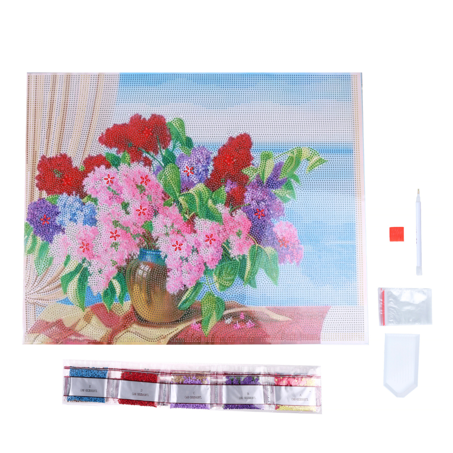 The Window Vase Crystal Art Framed Canvas Kit 50x40cm