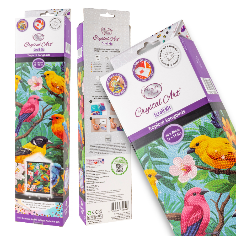 Tropical Songbirds Crystal Art Scroll Kit 40x50cm