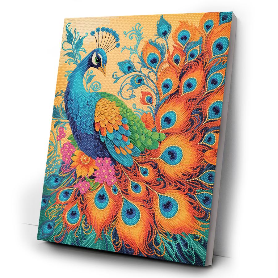 Radiant Peacock Crystal Art Canvas Kit 40x50cm