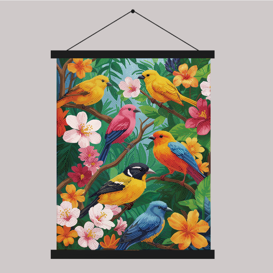 Tropical Songbirds Crystal Art Scroll Kit 40x50cm