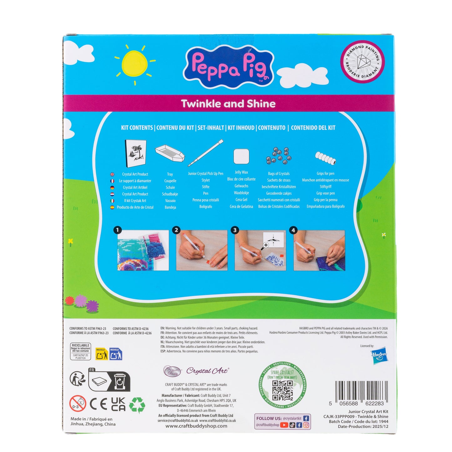 Twinkle And Shine Crystal Art Junior Canvas Kit Peppa Pig
