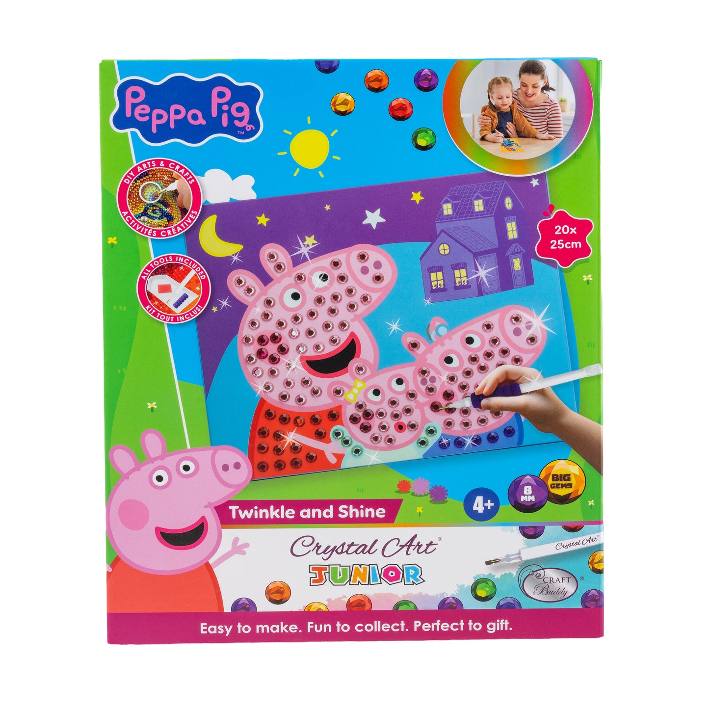 Twinkle And Shine Crystal Art Junior Canvas Kit Peppa Pig