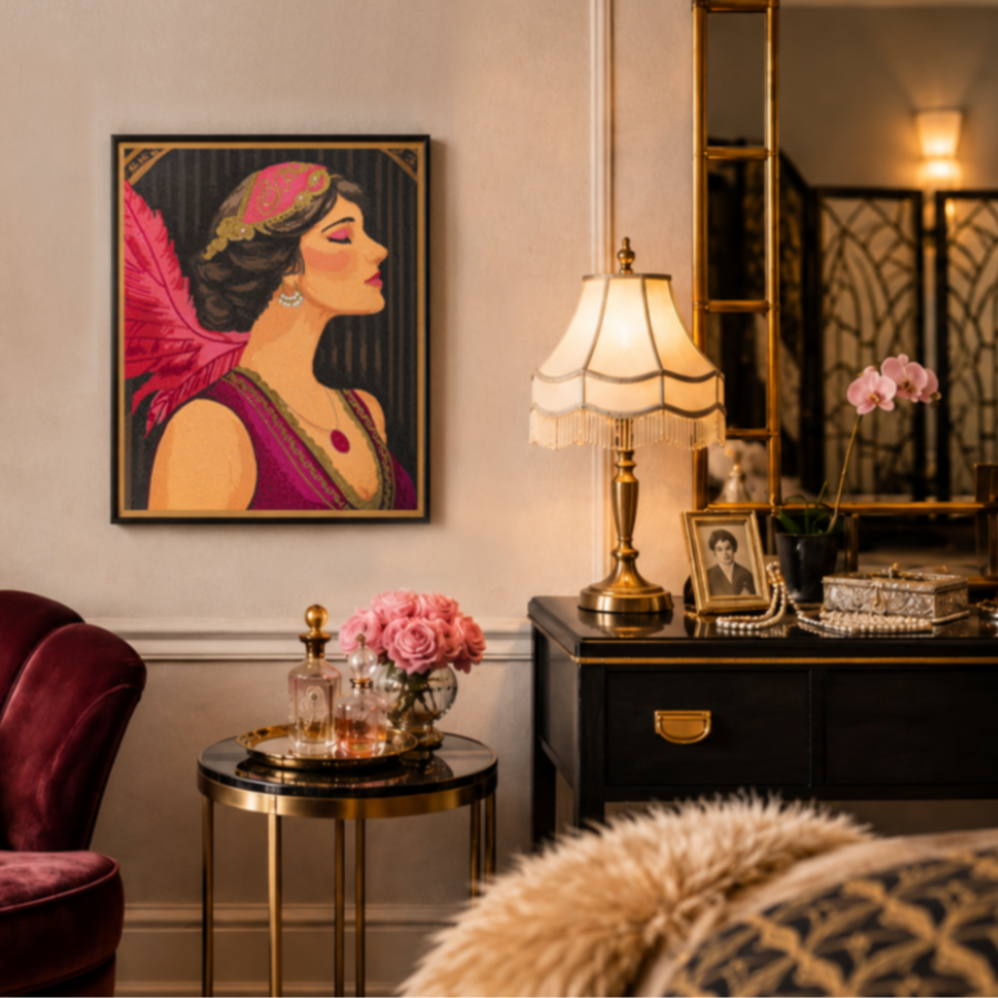 Flapper Girl Rouge Crystal Art Canvas Kit 40x50cm