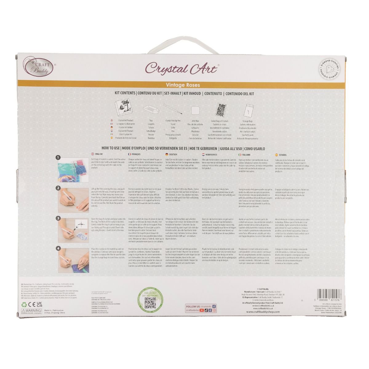 Vintage roses crystal art canvas 40x50 back packaging