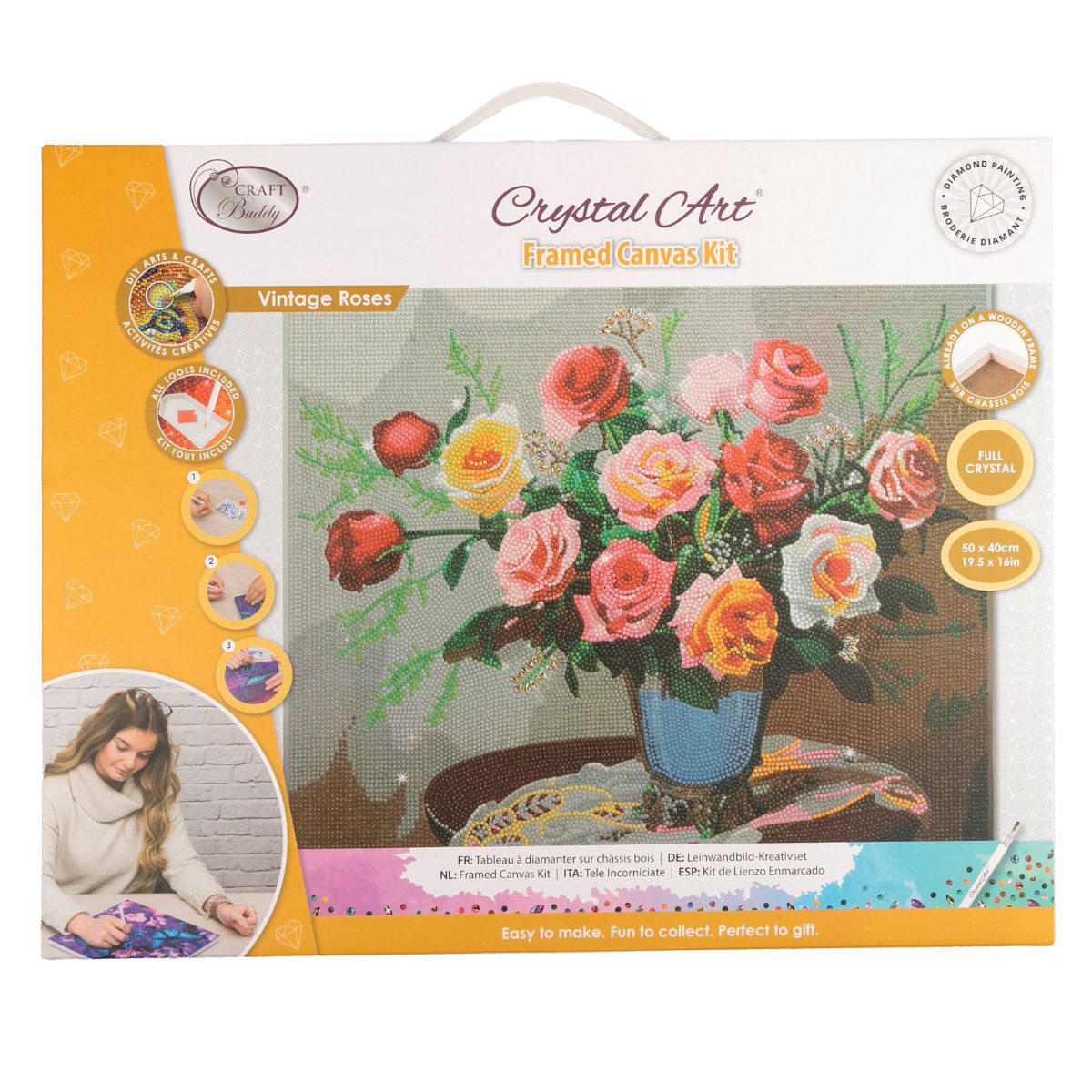 Vintage roses crystal art canvas 40x50 front packaging