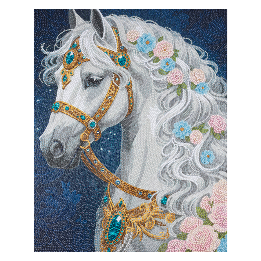 White Horse Crystal Art Canvas Kit 40x50cm