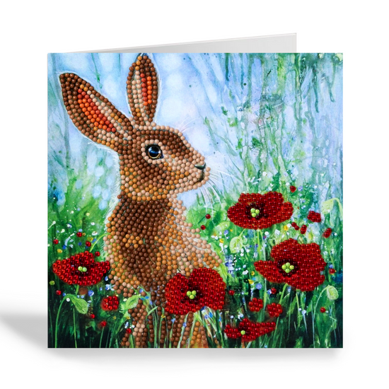 CCK-A101: "Wild Poppies and the Hare" 18x18cm Crystal Art Card