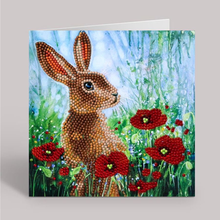 CCK-A101: "Wild Poppies and the Hare" 18x18cm Crystal Art Card