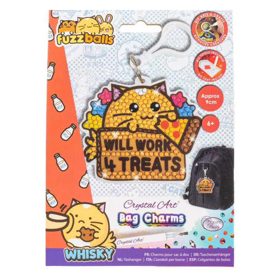 Will Work 4 Treats Crystal Art Bag Charm Kit Fuzzballs