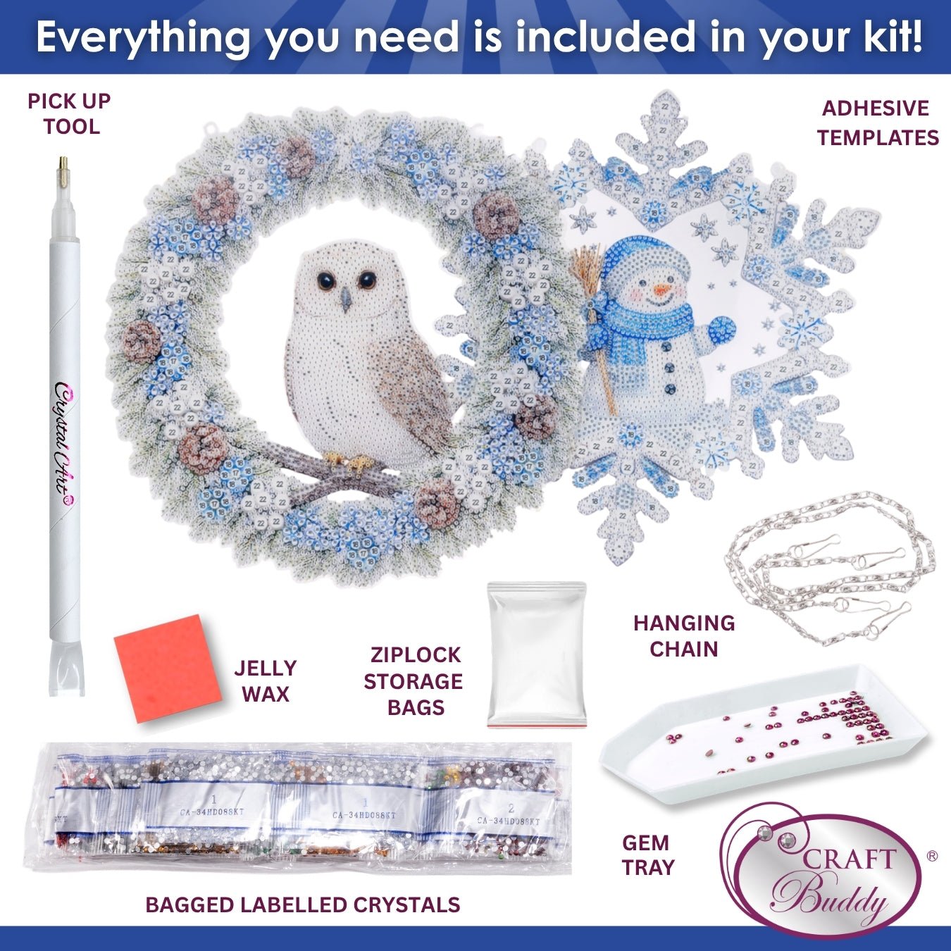 Winter Crystal Art Hanging Decoration Kit Set of 2