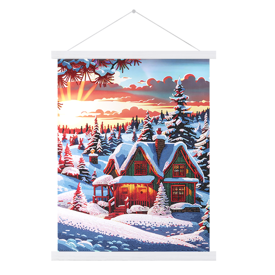 Winter Sunset Crystal Art Scroll Kit 40x50cm 3