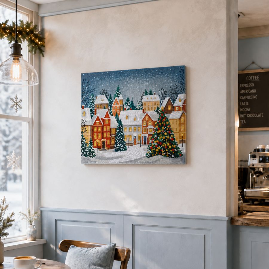 Winter Town Crystal Art Canvas Kit 40x50cm
