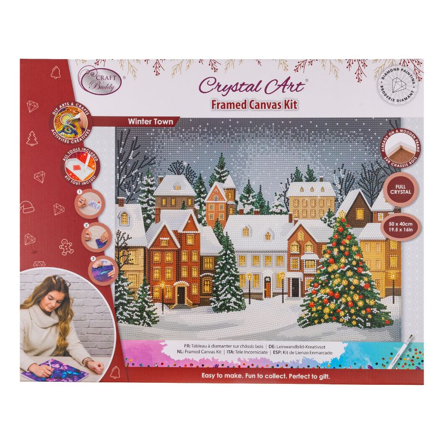 Winter Town Crystal Art Canvas Kit 40x50cm