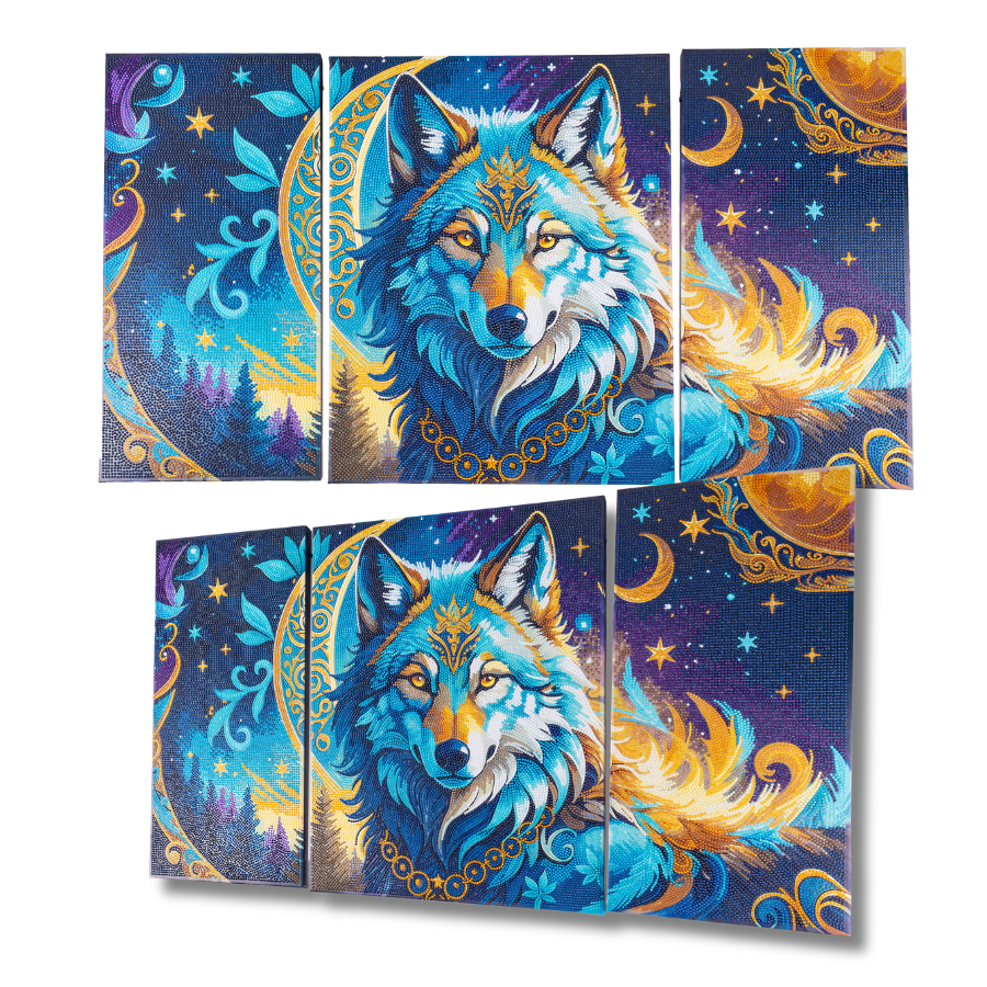 Wolf Moon Magic Crystal Art Canvas Triptych Kit