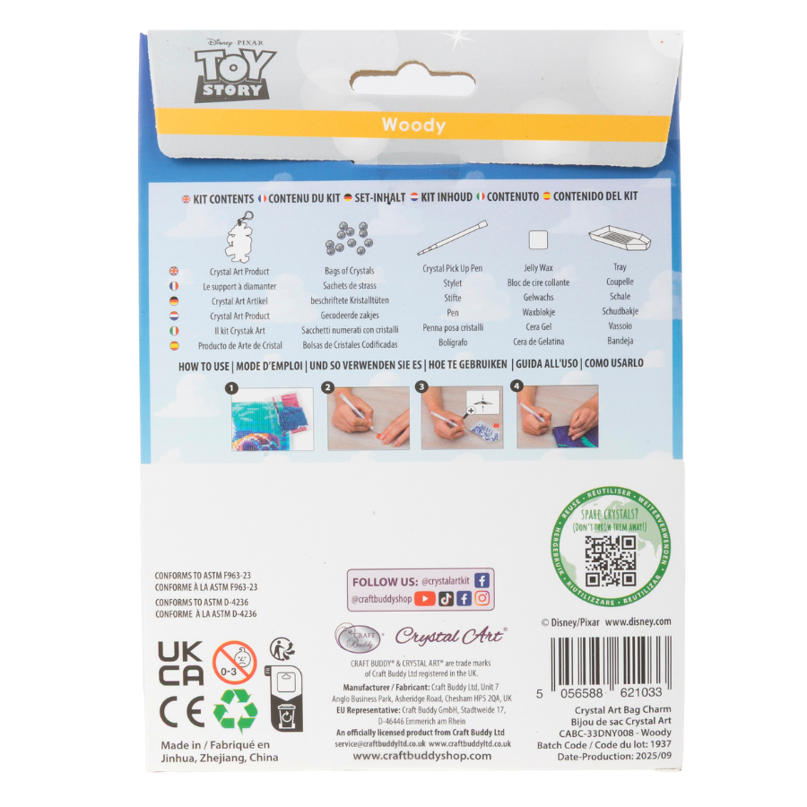 Woody Crystal Art Bag Charm Kit Toy Story Disney Pixar