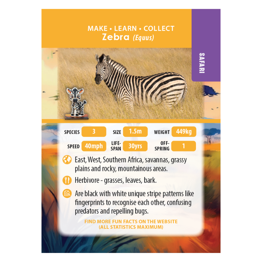 Zebra Crystal Art Wildlife Buddies educard front