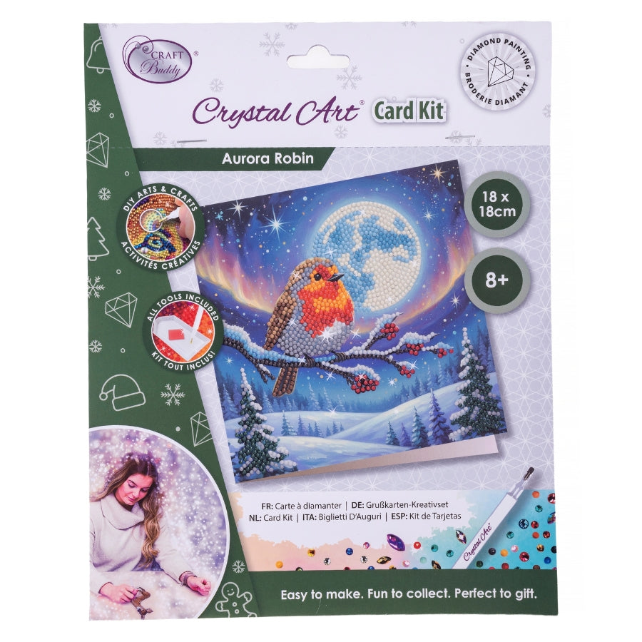 Aurora Robin Crystal Art Card Kit 18x18cm