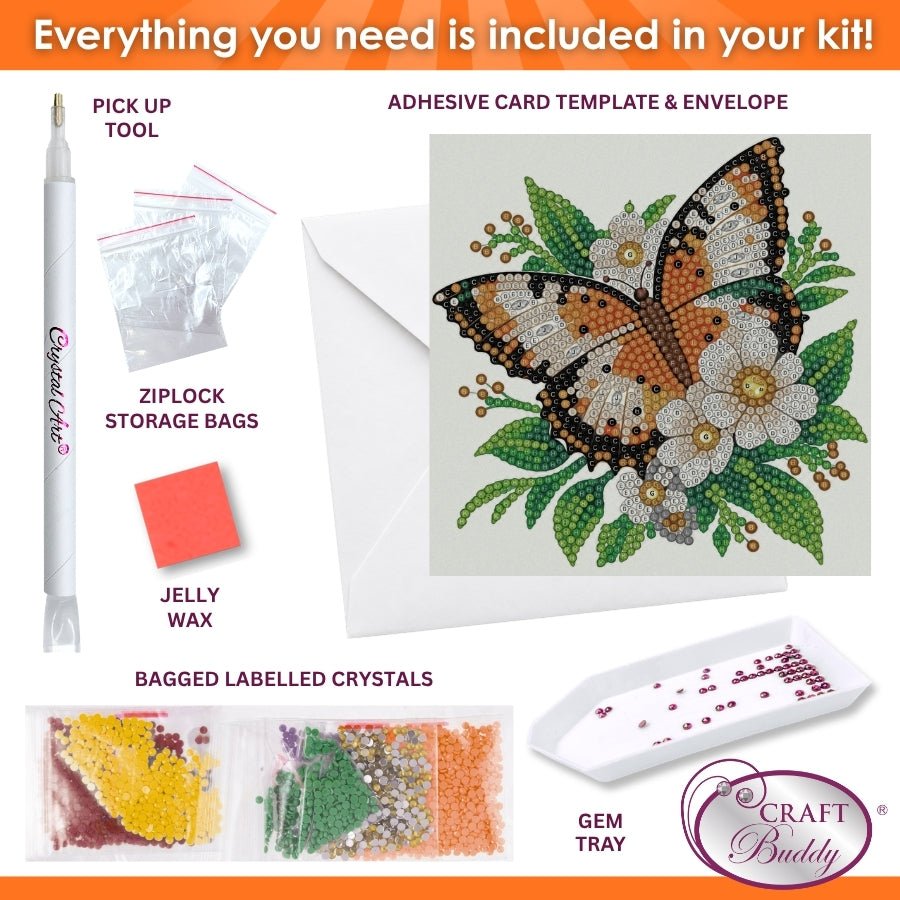 Butterfly Bloom Crystal Art Card Kit 15x15cm