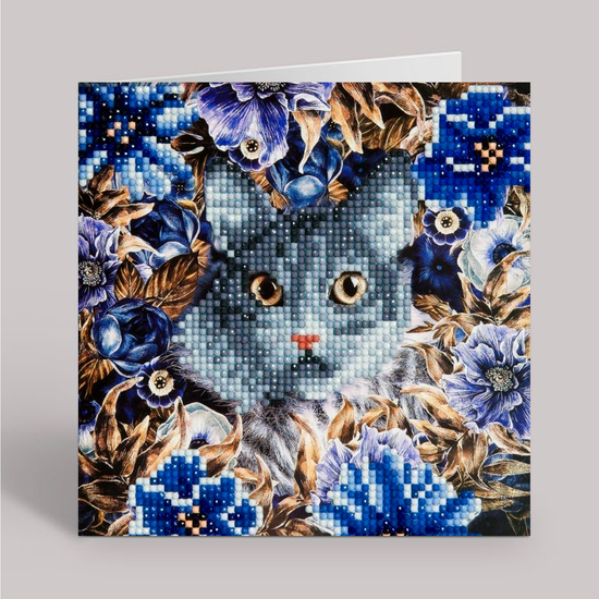 CCK-A4. "Cat and Flowers" Crystal Card Kit