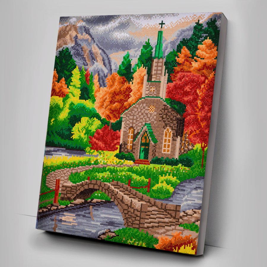 CAK-A149L: "Church by the River" 40x50cm Crystal Art Kit