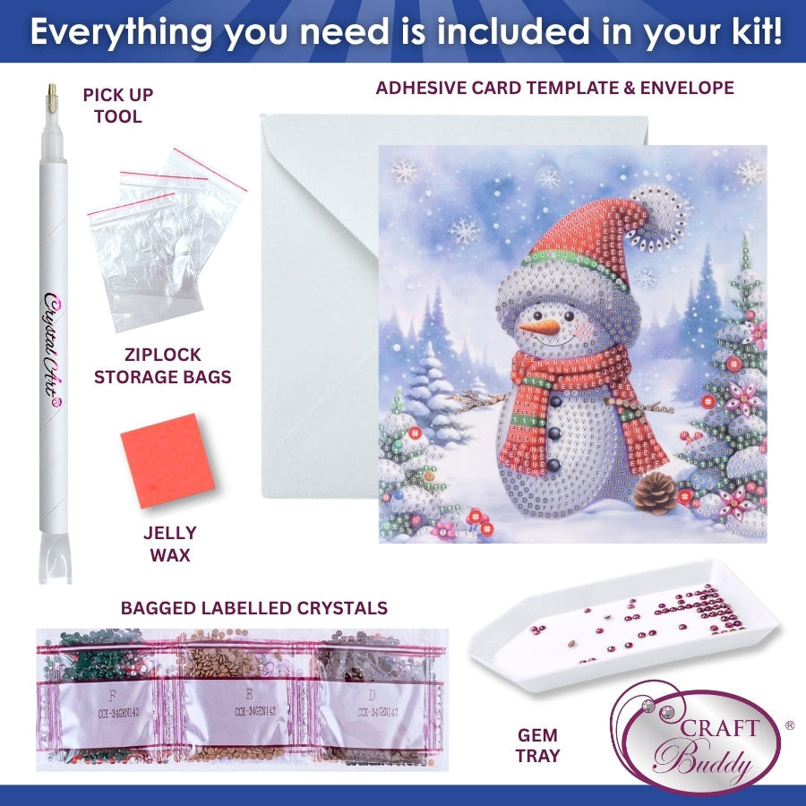 Cool Snowman Crystal Art Card Kit 15x15cm