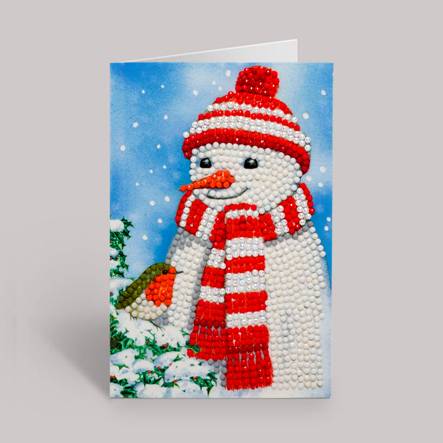 CCK-10x15B4: Cosy Snowman, 10x15cm Crystal Art Card