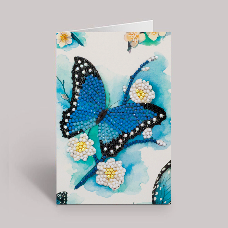 CCK-10x15B1: Blue Butterfly, 10x15cm Crystal Art Card