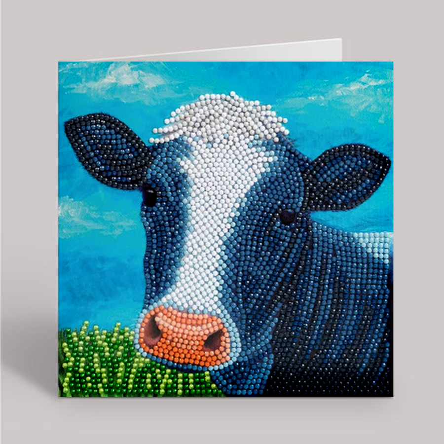 CCK-A113: "Cute Cow" 18x18cm Crystal Art Card by RACHEL FROUD