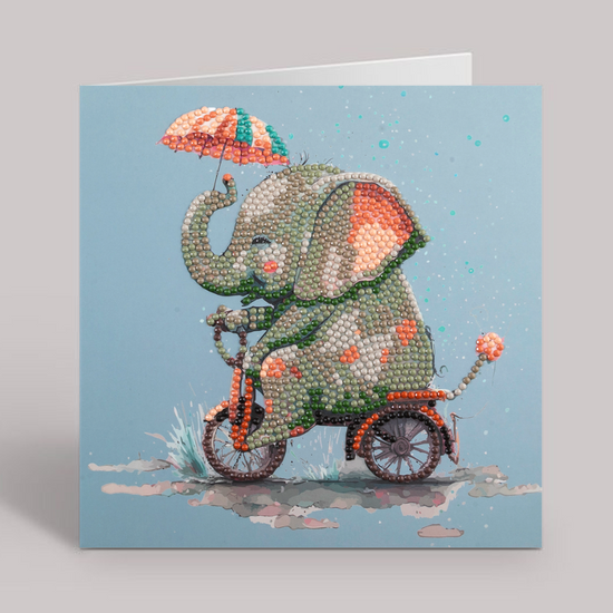 "Cute Baby Elephant" Crystal Art Card