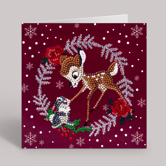 CCK-DNY810: Festive Bambi, 18x18cm Crystal Art Card