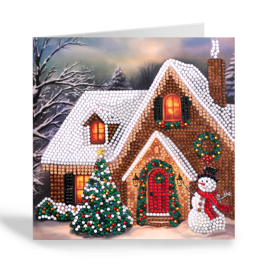 festive cottage Crystal Art Card kit 18x18cm 7