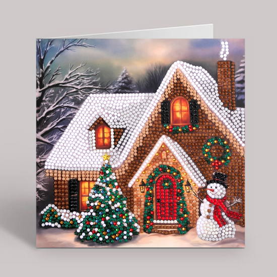 festive cottage Crystal Art Card kit 18x18cm 8