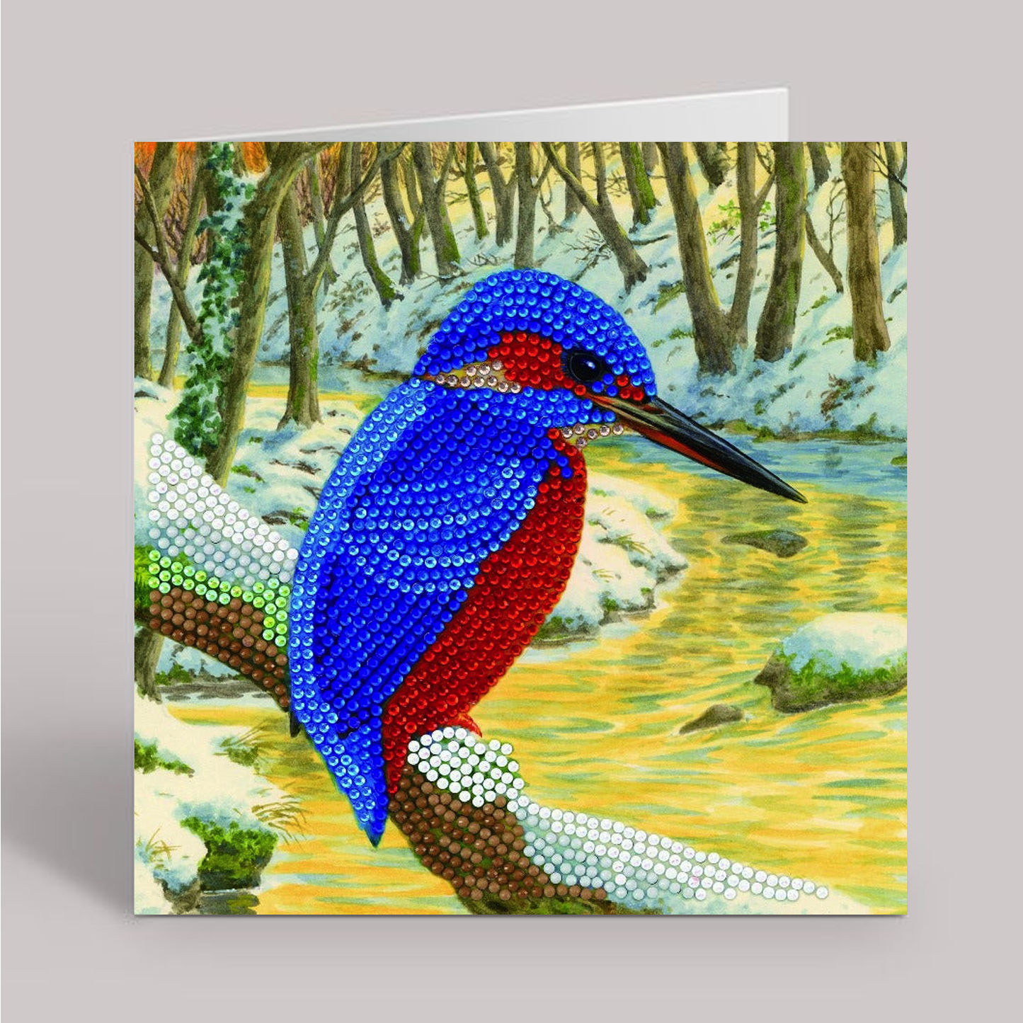 CCK-A66: "Kingfisher" 18x18cm Crystal Art Card