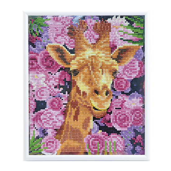 Giraffe crystal art picture frame white