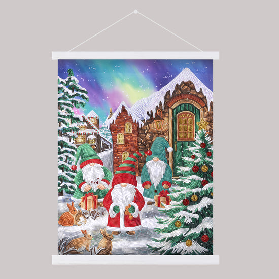 Three Merry Gnomes Crystal Art Scroll Kit 40x50cm