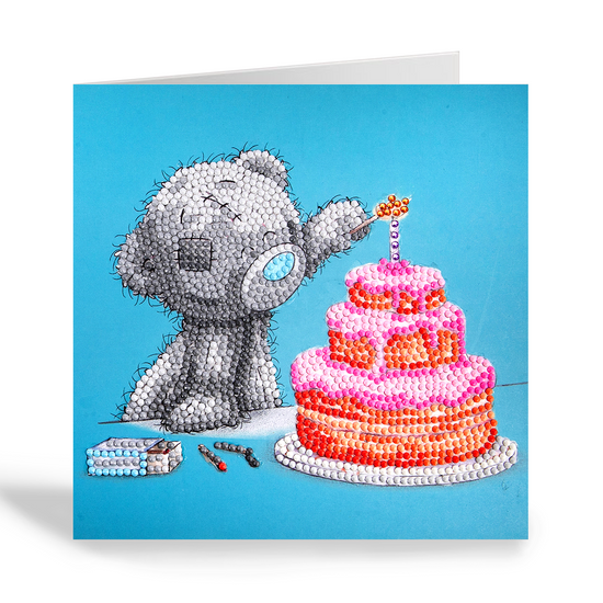 "Happy Birthday" Tatty Teddy Crystal Art Card - 18x18cm