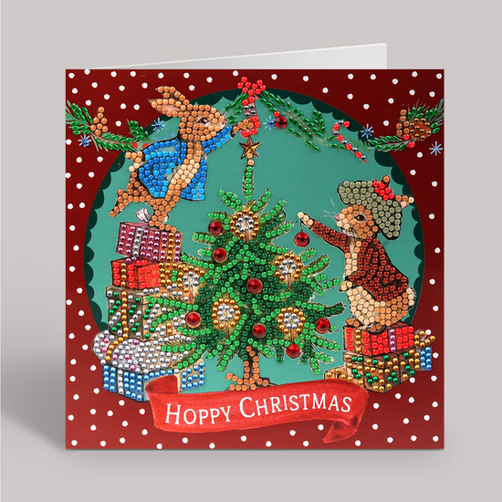 "Hoppy Christmas" Peter Rabbit Crystal Art Card 18x18cm