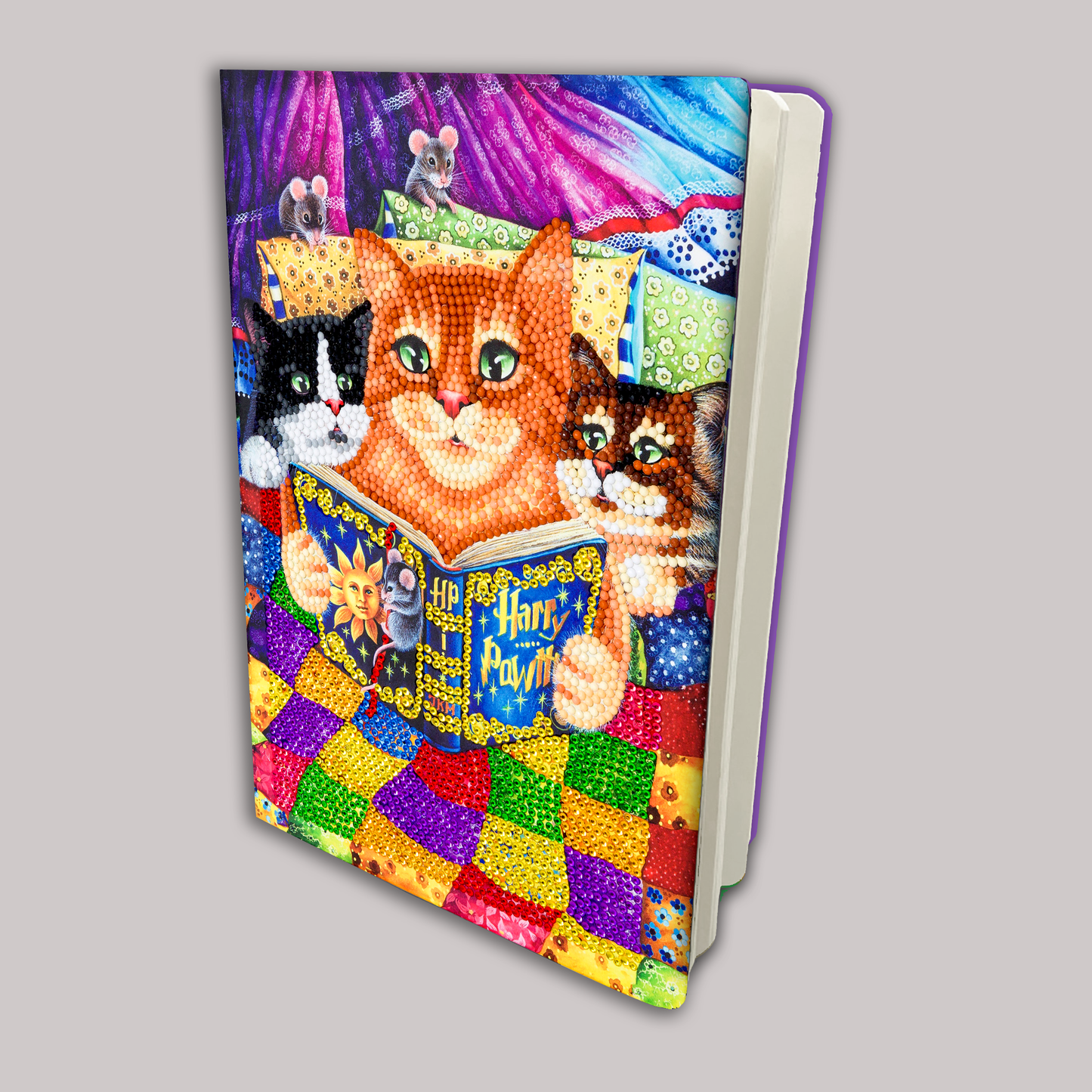 CANJ-2 "Kitten Bedtime Stories" Crystal Art Notebook Kit, 26 x 18cm