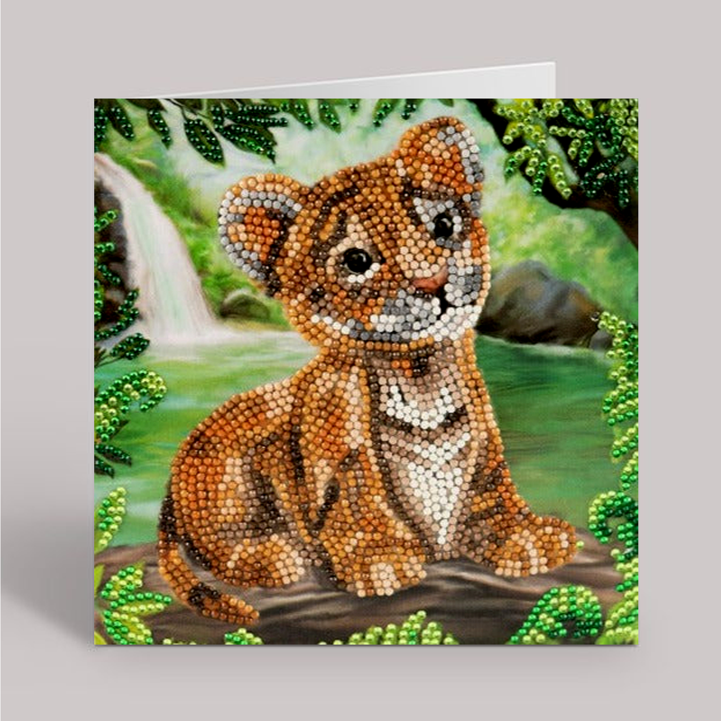 CCK-A123: "Tiger Cub" 18x18cm Crystal Art Card