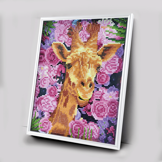 "Giraffe & Flowers" Crystal Art Picture Frame 21x25cm