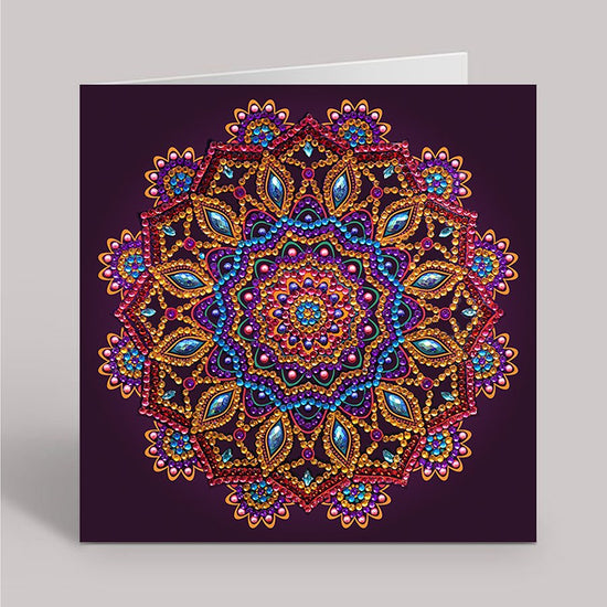 CCK-A75: "Purple Mandala" 18x18cm Crystal Art Card