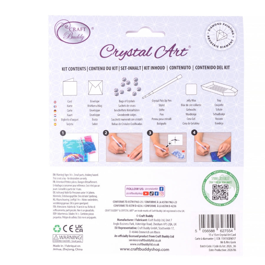 Mr & Mrs Gonk Crystal Art Card Kit 15x15cm