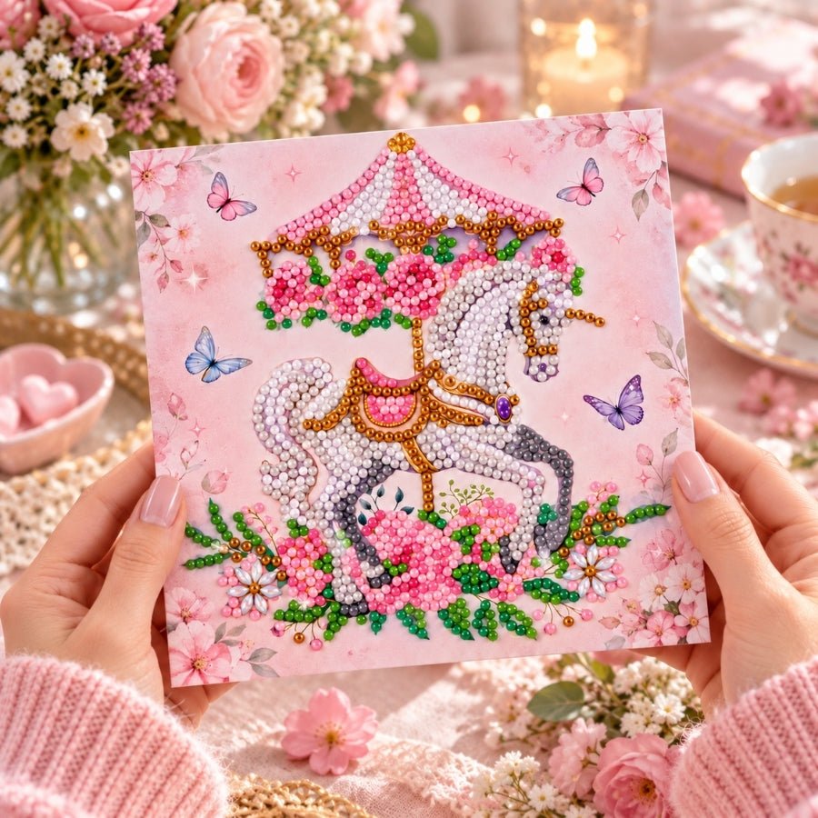 Rose Carousel Crystal Art Card Kit 15x15cm