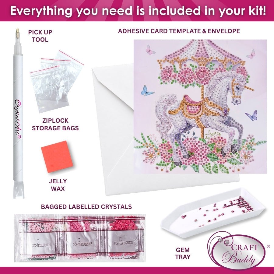 Rose Carousel Crystal Art Card Kit 15x15cm
